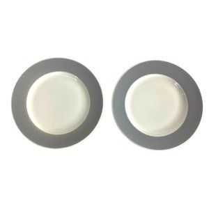 Set of 2 6” Saucers Gray and White Classic Kitchen Serving Ware Dinner Lunch